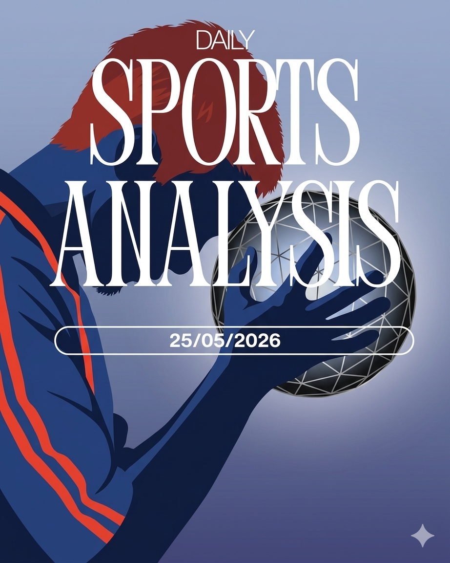 Stylized poster of a superhero holding a globe, with “Daily Sports Analysis” text and date 25/05/2026.