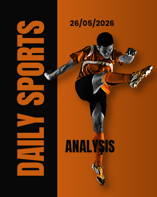 Stylized poster of a superhero holding a globe, with “Daily Sports Analysis” text and date 25/05/2026.
