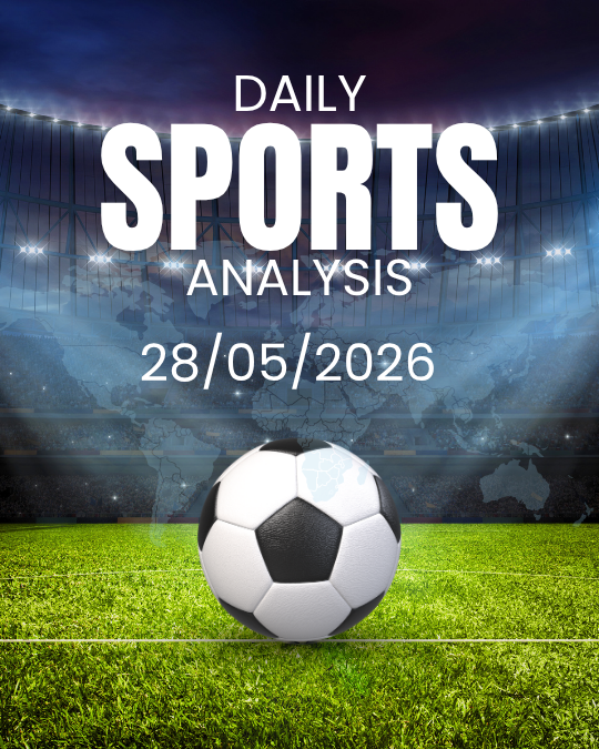 Stylized poster of a superhero holding a globe, with “Daily Sports Analysis” text and date 25/05/2026.