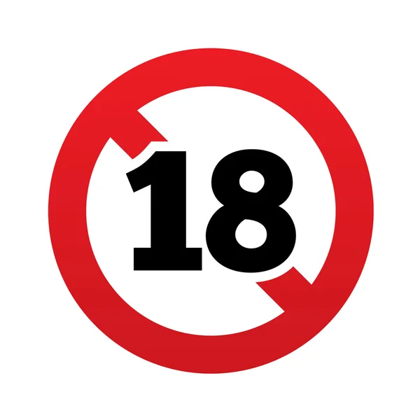 Red circular symbol with white center showing number 18 and a warning slash mark.