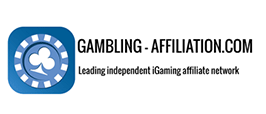 Blue circular logo with casino chips beside text “GAMBLING-AFFILIATION.COM” and “Leading independent iGaming affiliate network”