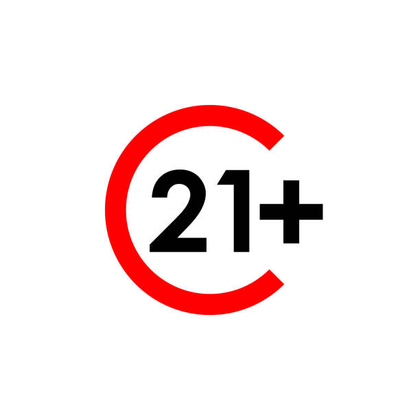 Red circular arrow around bold black “21+” text on a white background.