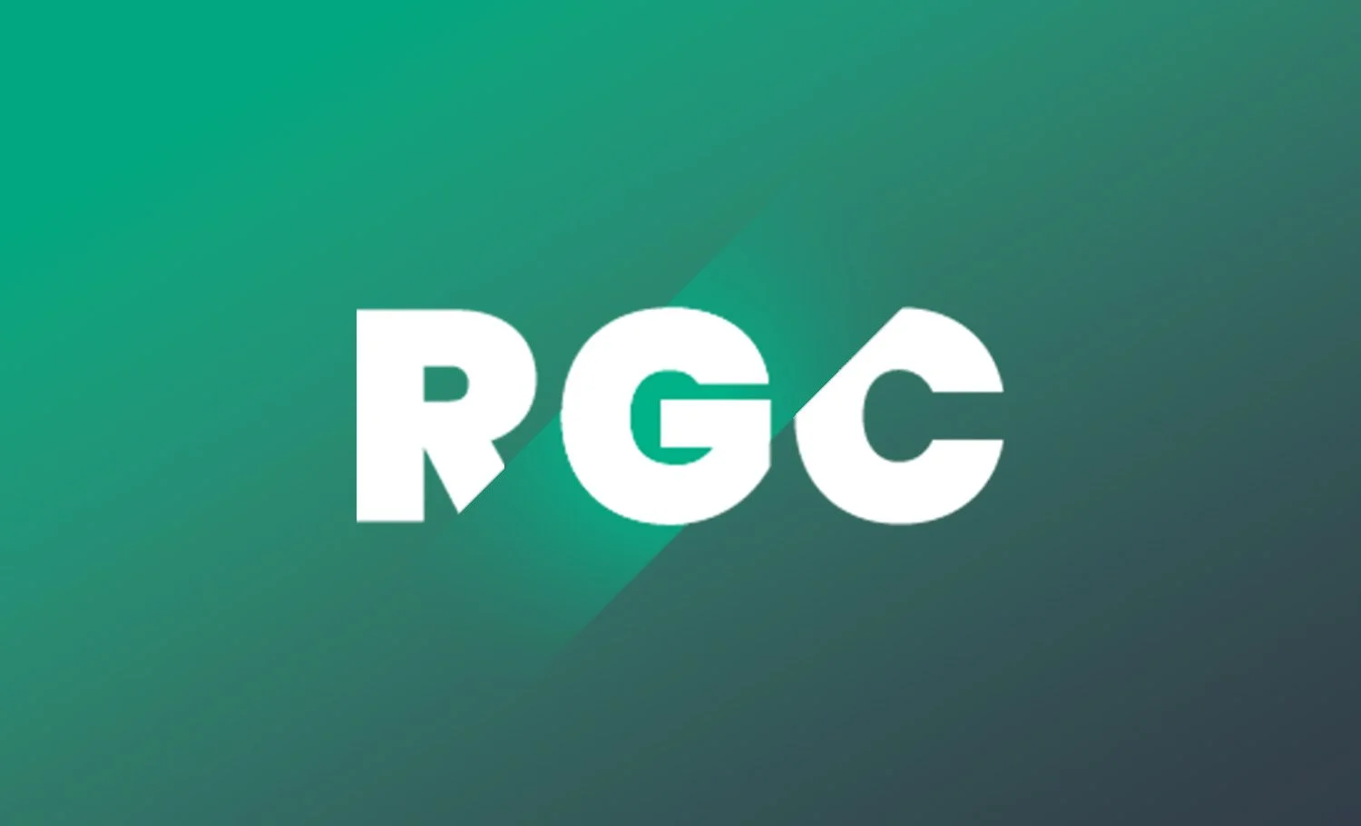 Green gradient background with large white “RGC” letters and a centered stylized “G” icon.