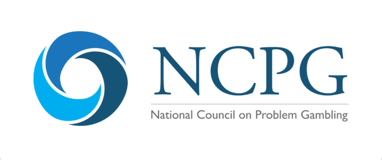 Blue circular logo with stylized wave beside “NCPG” text and “National Council on Problem Gambling” subtitle.