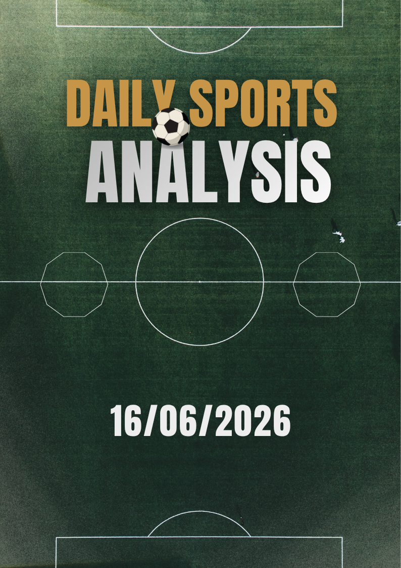 Green sports poster reading “Daily Sports Analysis” with a soccer ball and date 15/06/2026.
