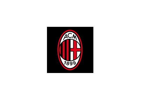 Red and black oval AC Milan logo with “1899” and “ACM” lettering on a white background.