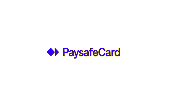 Blue and green diamond icon beside the “PaysafeCard” logo on a white background.