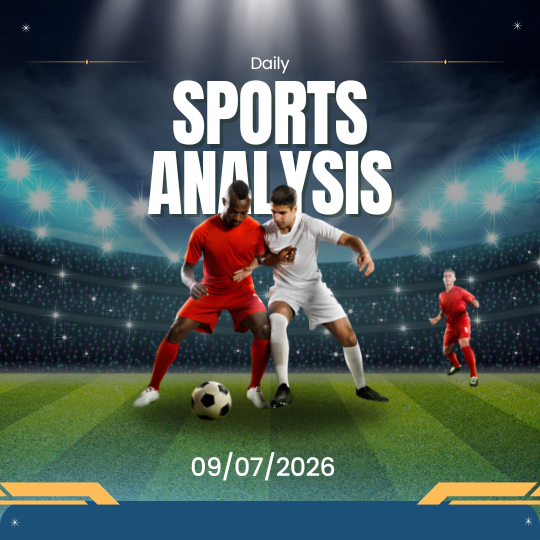 Soccer players compete in a stadium under fireworks, with “Daily Sports Analysis” text and date overlay.